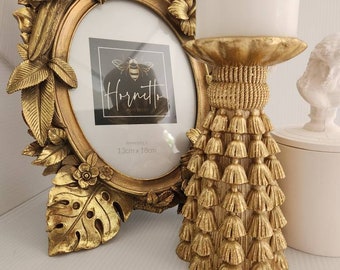 Vintage French Style Candlestick, Gold Candle Holder, Vintage Antique Candle Holder for Home Decor, Shabby Chic Home Decoration Accessories