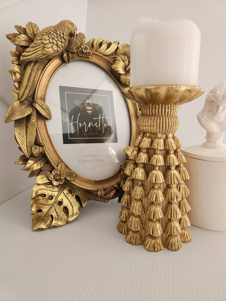 Vintage French Style Gold Candlestick: Shabby Chic Home Decor