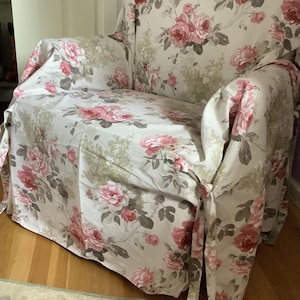 Funda para sofá con rosas rosas: Funda para sofá estilo granja rústica imagen 2