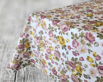 French Country Floral Tablecloth: Waterproof Cotton Blend, Wipe Clean