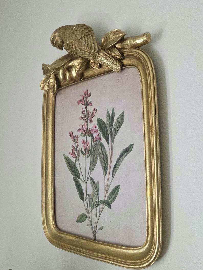 Ornate Gold & Green Parrot Picture Frame – 5x7 Tabletop - 11x14 Wall, Vintage / French Country Decor image 10