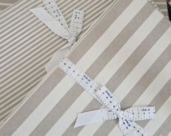 Beige Striped Cotton Tablecloth – Rectangular French Table Decor, Farmhouse Vintage Style Table Cover
