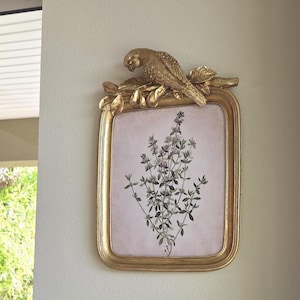 Bird Ornate Picture Frame/Wall Decor/Tabletop Photo Frames/Victorian Decor French Country, Gold/Green Frame 5x7/4×6 Farmhouse Vintage Decor