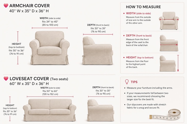 Italian Cotton Stretch Sofa Cover: Farmhouse Style Furniture Slipcover image 3