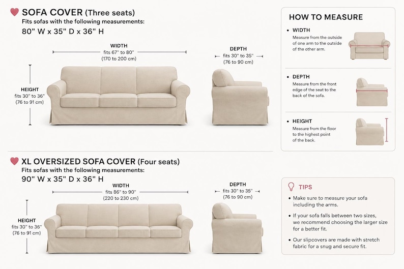 Italian Cotton Stretch Sofa Cover: Farmhouse Style Furniture Slipcover image 4
