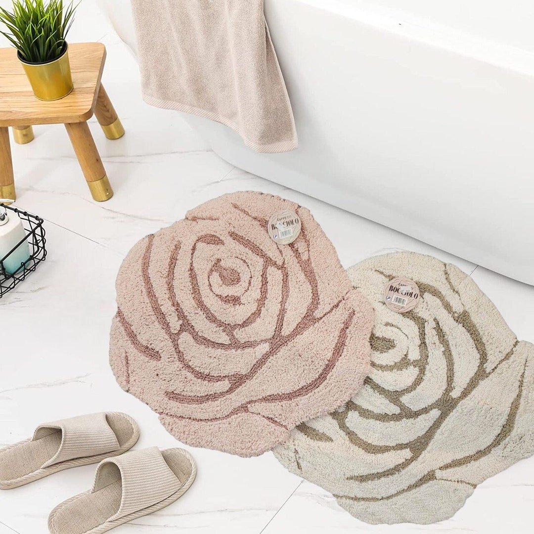 French Pink Rose Bath Rug Soft Cotton Rugs for Bathroom Etsy