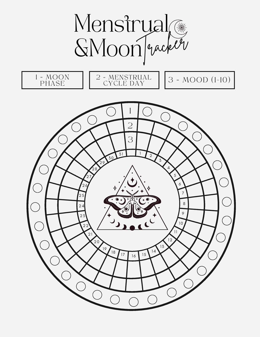Menstrual &amp; Moon Tracker Worksheet - Etsy