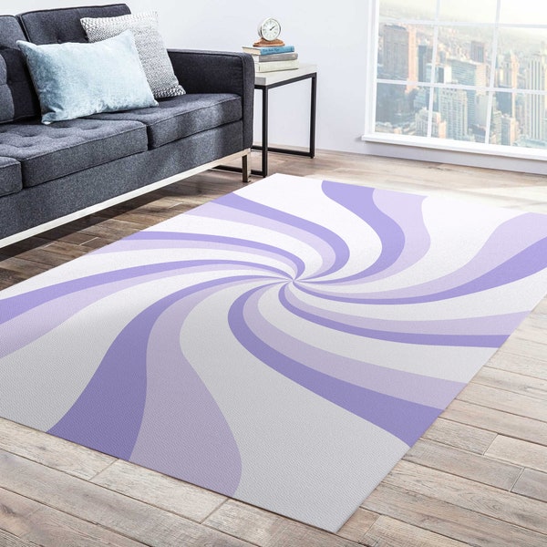 Cute Purple Rug, Modern Abstract Rug, Popular Rug, Colorful Heart Rug, Cool Rugs, Gift For Her, Purple Swirl Rug Dorm Room, 70S Aesthetic