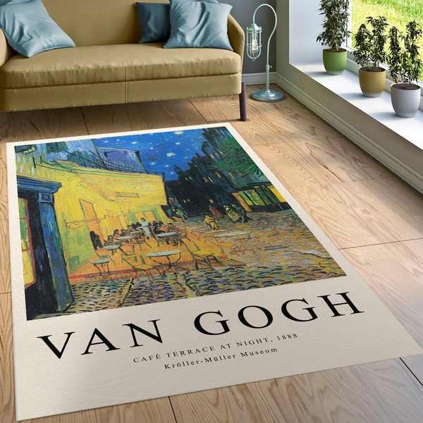 Vincent Van Gogh's Cafe Terrace at Night, Exhibition Poster, Famous Art Print, Housewarming Gift, Rug For Bedroom, Modern Rug, Unique Rug
