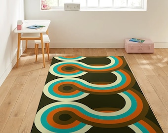 Personalized Rug, Retro Area Rug, Office Decor, Mid Century Rugs, Groovy Rug, Living Room Rug, Trendy Rug, Bedroom Rug, Midcentury Modern