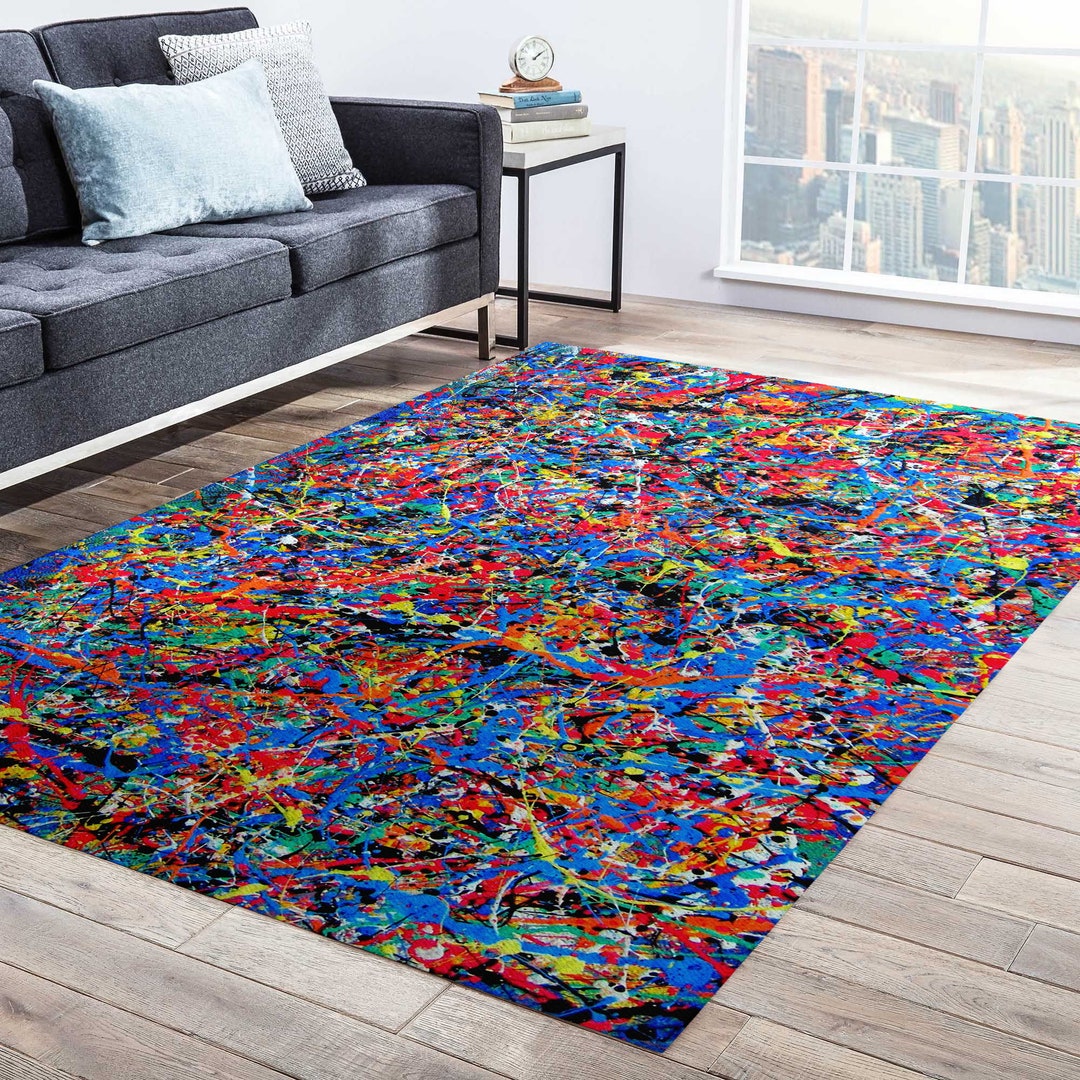 Abstract Art Rug, Modern Area Rug, Contemporary Carpet, Living Room Decor, Mid Century Modern