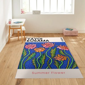 Yayoi Kusama Pattern Rug, Rug For Living Room, Kusama Pumpkin, Custom Rug, 5X7 Rug, Living Room Rug, Abstract Area Rug, Rug For Bedroom