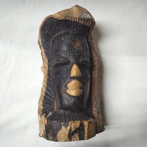 Afric ebony wood - Makonde Tree Sculpture African Mid Century Ebony and Bark Hand carved Sculpture Rare African Folk Art Blackwood