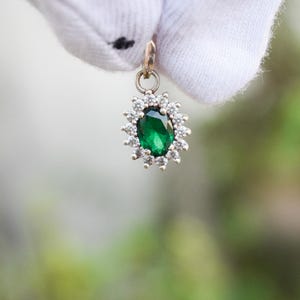 Handmade Sterling Silver Emerald CZ Pendant - Elegant Oval Gemstone