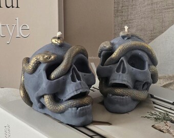 Totenkopf Kerze aus Sojawachs, Skull Soy Wax Candle, Gothic Deko, Halloween Deko, Handgemachte Kerze, Geschenkidee