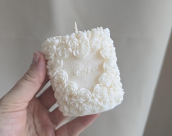Herzkerze aus Sojawachs, Rosenkerze, handgemachte Herzkerze, Valentinstag Geschenk, Hochzeitsdeko, Romantische Deko