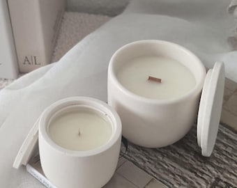 Sojawachs Duftkerze, Jesmonite Kerze, Duftkerze, Minimalistische Wohndeko, Scandi Deko, Japandi Deko, Geschenk für Frauen