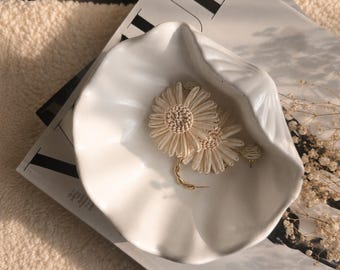 Muschelschale brutto | Schmuckschale weiß | Ablageschale für Schmuck | Muschel Deko | Küstendeko | Badezimmer Deko | Geschenk für Frauen