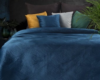 Navy velvet bedspread, Dark blue bedspread UK, luxury blue bedspread, 170x210cm bedspread, Luxury velvet bedspread, navy velvet bedspread