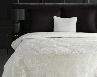 White velvet bedspread, Big white bedspread UK, Super King size bedspread,260x280cm bedspread,Luxury velvet bedspread,white velvet bedspread