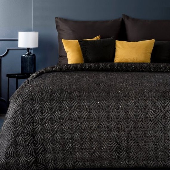 Black Velvet Bedspread King Size Black Bedspread Black Etsy