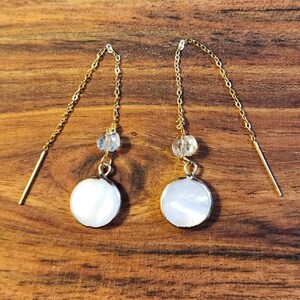 Shell Earrings Threader Dainty Gold Versatile Islander style Tropical jewelry Hawaii and Florida Travel Earrings all occasion simple Earring