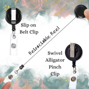 a picture of a clip on belt clip attached to a retractable swive