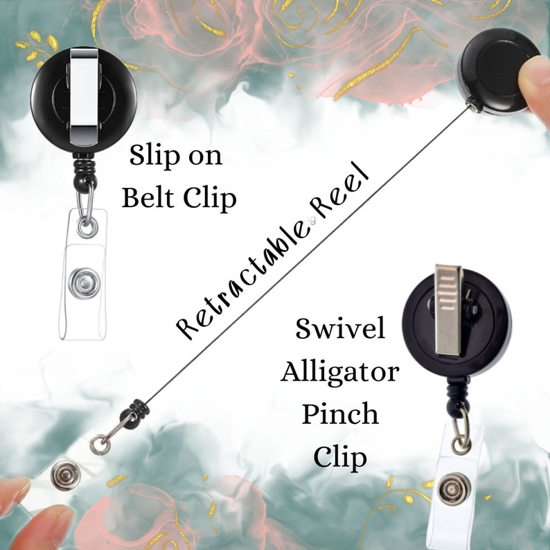 a picture of a clip on belt clip attached to a retractable swive