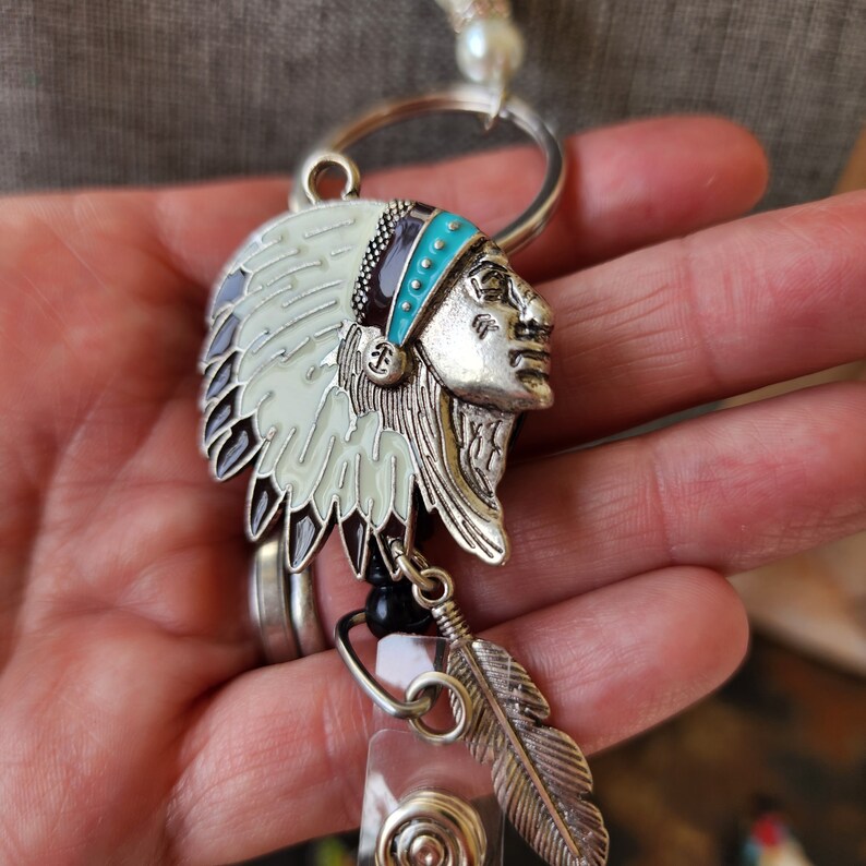 Native Key Chain Strong and Proud Native American Name Badge Reel, Western Style ...