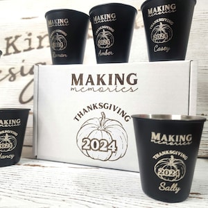 Stainless Steel Custom Holiday Party Shot Glasses Personalized Thanksgiving Design Gift Set Housewarming Christmas Party Favor Host Gift Set