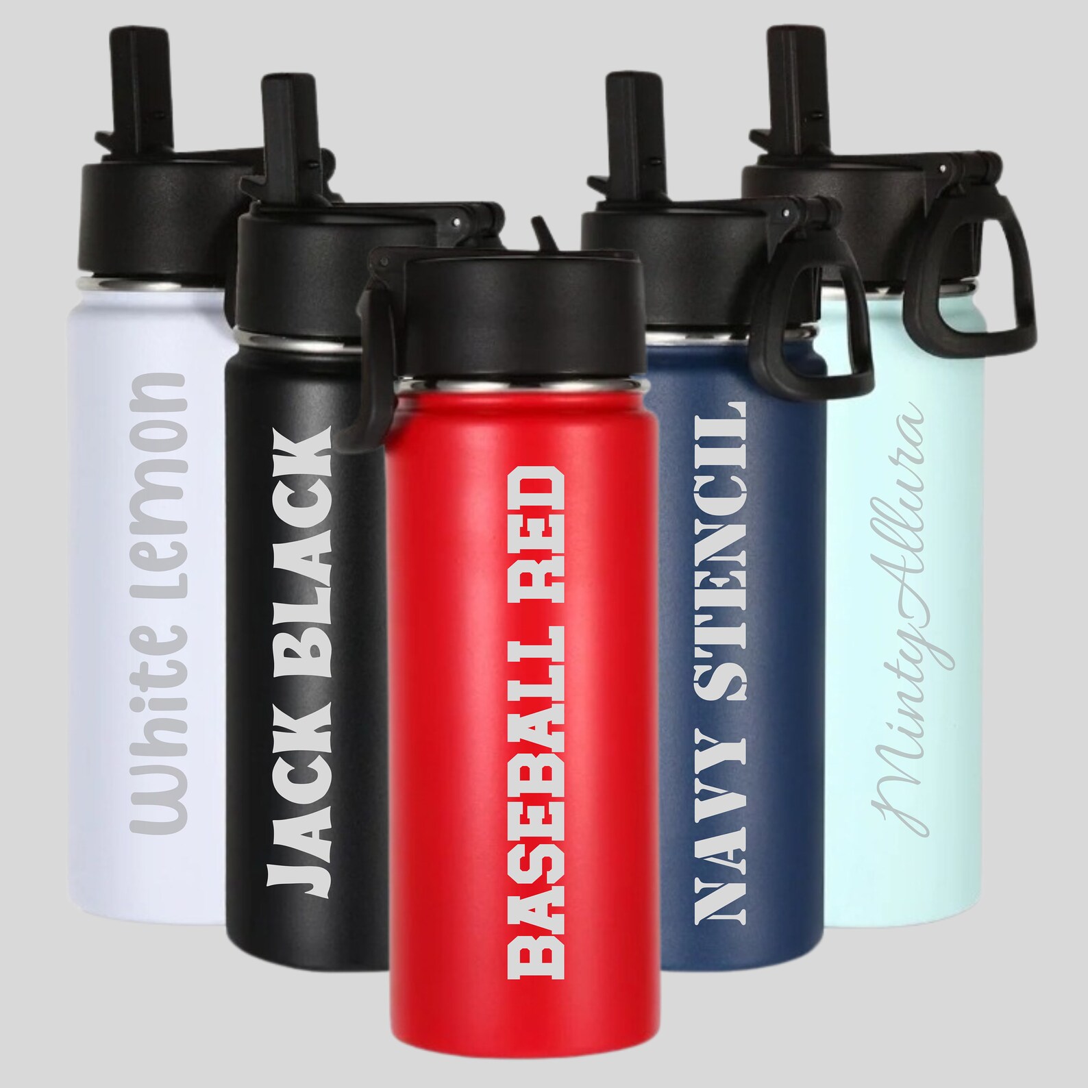 Kids Personalized Sports Water Bottle 18oz Laser Engraved Sport Team ...