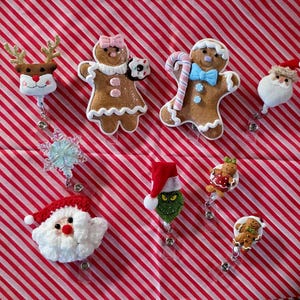 Christmas Badge Reels Stuffy Badge Clip Overside Cute Badge Reel Nurse Badge Reel Gingerbread Reel Santa Badge Reel Ugly Sweater Style Reel