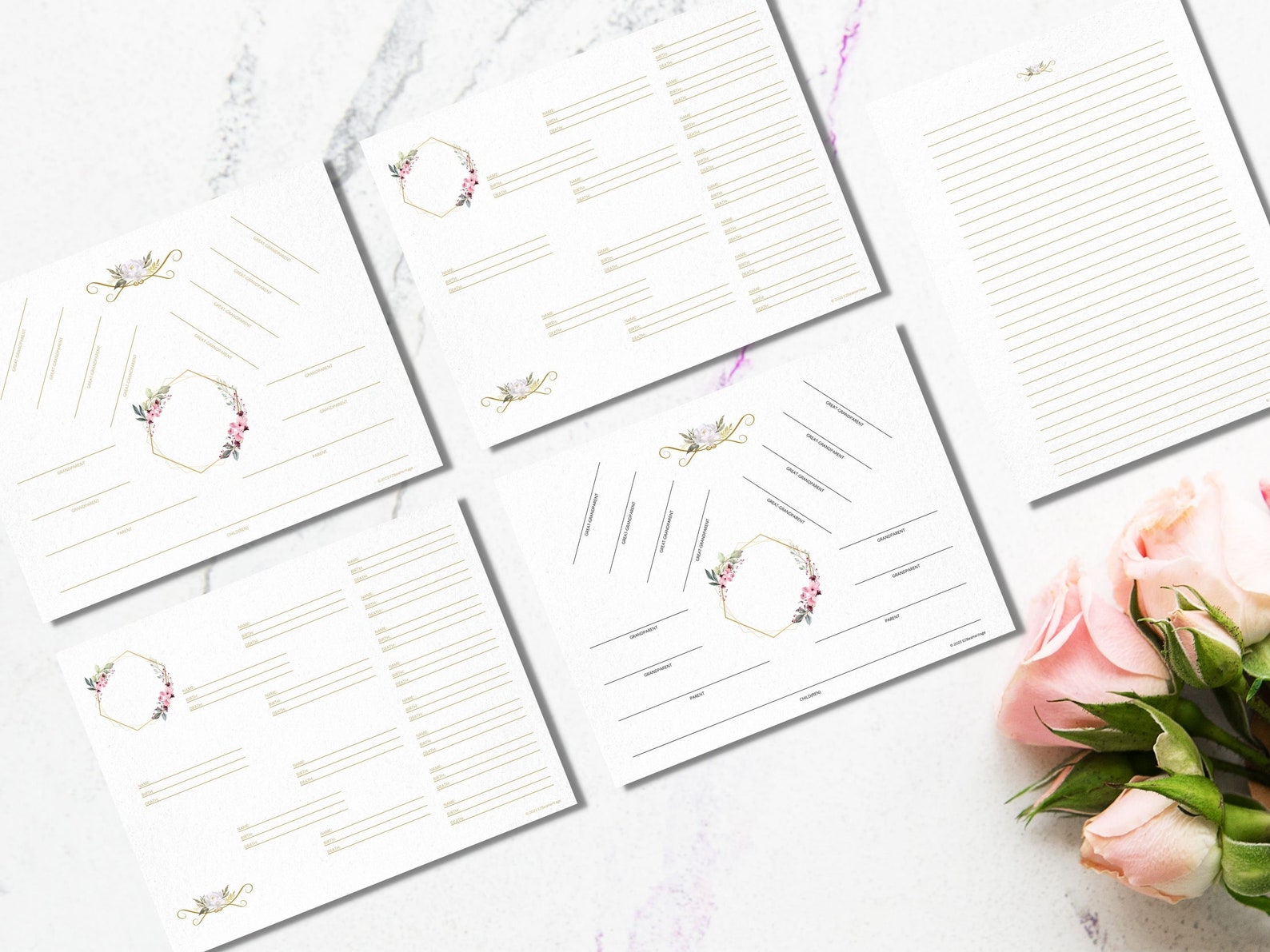 Family Tree Template, Ancestry Chart Template, 4 Generations, Fillin