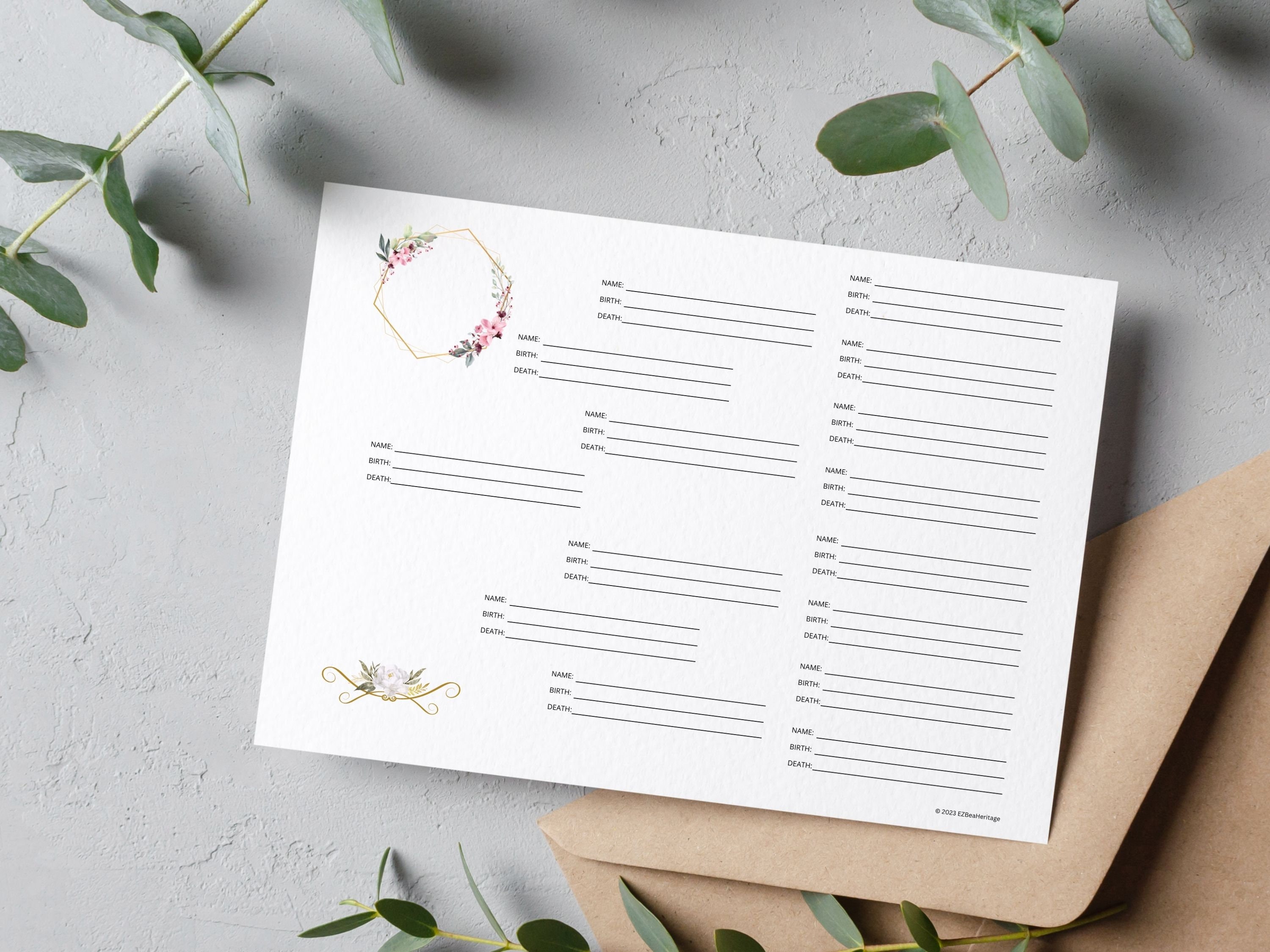 Family Tree Template, Ancestry Chart Template, 4 Generations, Fillin