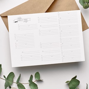 Minimalist Template, Family Tree Chart, Family Tree Template, Ancestral, Generation, Genealogy, Blank Printable, Download, Family Gathering