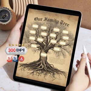 Genealogy Family Tree Template - Deep Roots Ancestors Pedigree Chart on ...