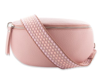 Crossbody Bag Belt Bag with Strap, Medium Size Belly Bag Leather for Women, Pink Sling Bag, Leather Shoulder Bag, Gift For Her, Pink Bag