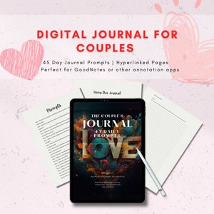 May include: A digital journal for couples with 45 daily prompts. The cover features a colorful abstract design with the words "The Couple's Journal 45 Daily Prompts Love".