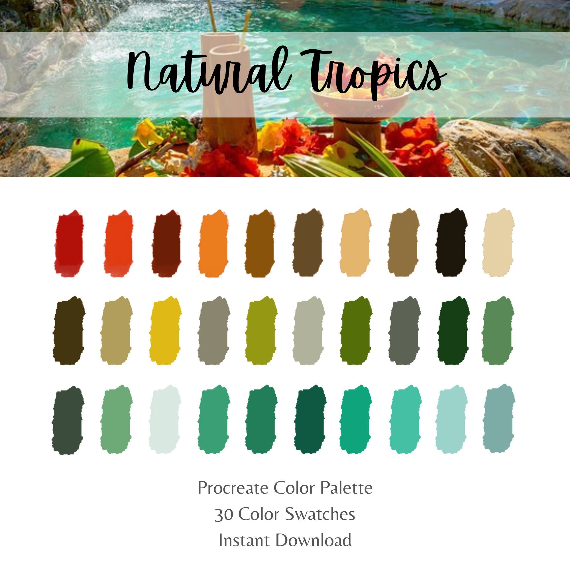 Procreate Color Palette Natural Tropics Color Swatches Instant