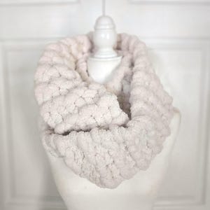 Hand knit Infinity Scarf - Handmade Customizable Color Winter Accessory - Cream
