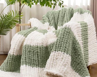 Gray & White Striped Chunky Knit Chen...