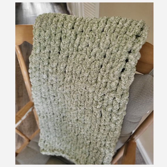 Sage Green Chenille Chunky Knit Blanket Chenille Blanket Warm Puffy Blanket Chenille Throw Baby Blanket Etsy
