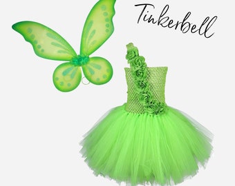 Tinkerbell Tutu Dress, Tinkerbell Halloween Costume, Tulle Costume, Lime Green Tutu