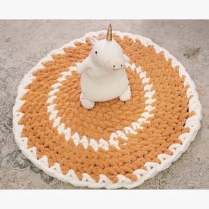 Handcrafted Chenille Knit Playmat: Mustard & Ivory Baby Rug