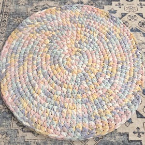 Oversized Pastel Knit Playmat: Round Baby Rug, Sensory Play