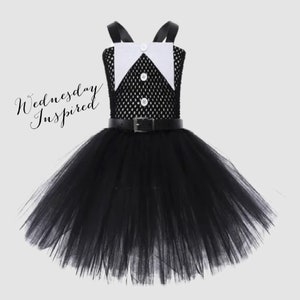 Wednesday Addams Tutu, Addams Family Inspired Halloween Tutu, Black Halloween Costume, Wednesday School Uniform Tutu