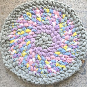 Jumbo Knit Round Playmat: Sage & Lavender Chenille Baby Play Rug