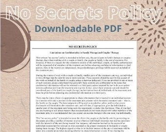 Therapist No Secrets Policy Downloadable Form | Private Practice Forms & Templates