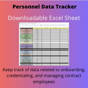 Private Practice Personnel Data Tracking Spreadsheet (Human Resources, Independent Contract Therapists) | Private Practice Forms & Templates