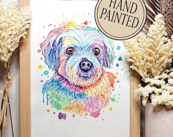 Retrato de mascota personalizado y colorido a partir de una foto, ilustración en acuarela pintada a mano, regalo conmemorativo para perros, gatos, pájaros y caballos, regalo para amantes de las mascotas.
